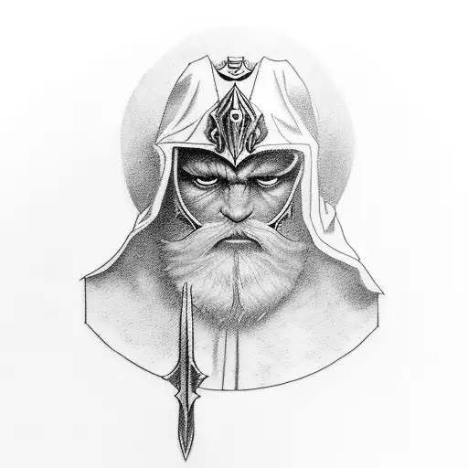 Small Odin With Hood Over His Head Coving His One Eye