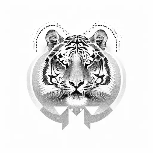 Pixelated Tiger Face Surrounded By Gaming Icons