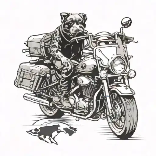 Tattoo Motorcycle With Dog Footprint On The Tank