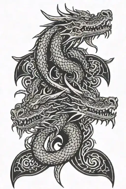 Two Dragon Heads With Symetric Pattern