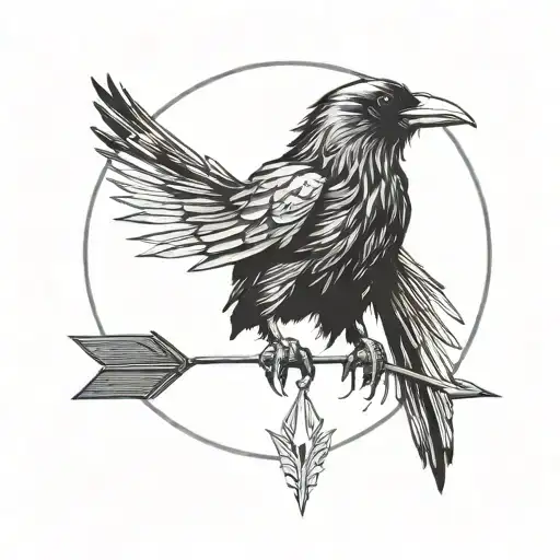 A Raven Pierced By An Arrow Holds The Symbol Of Japan In Its Beak