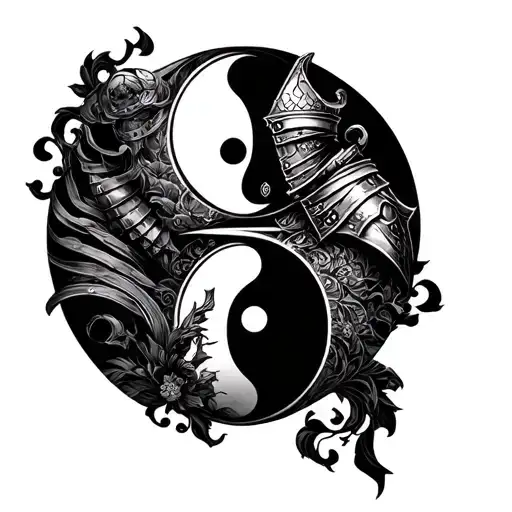 Yin Yang Symbol And Knight Amour Sleeve