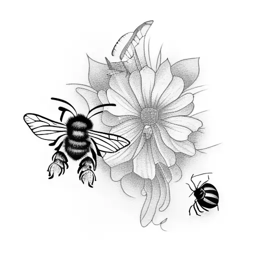 A Butterfly And Bee Engaged In A Graceful Dance Together