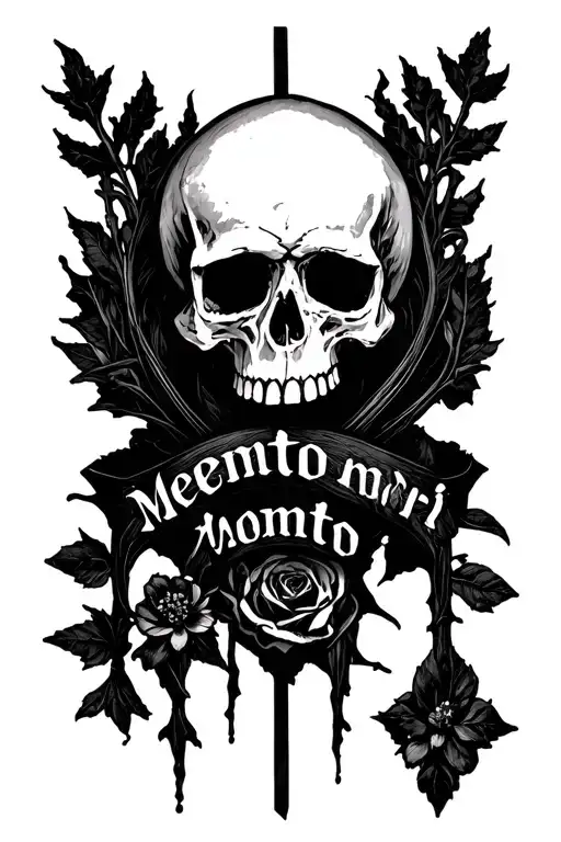 Memento Mori Written Like A Cross With A Skull In The Top