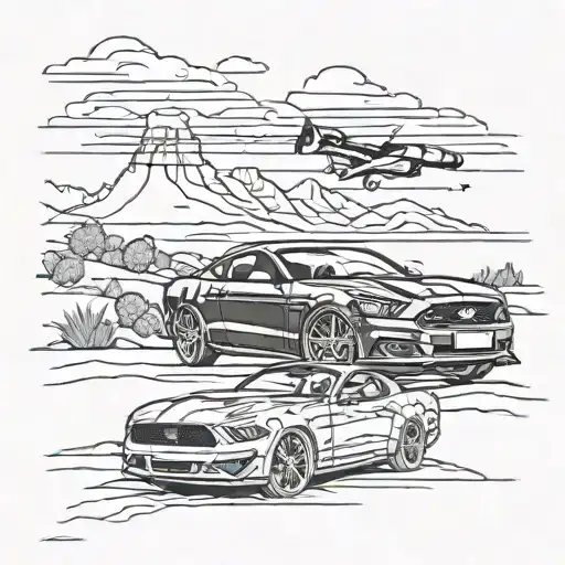 Incorporate A Ford Mustang Into A Landscape Scene Of The American Southwest