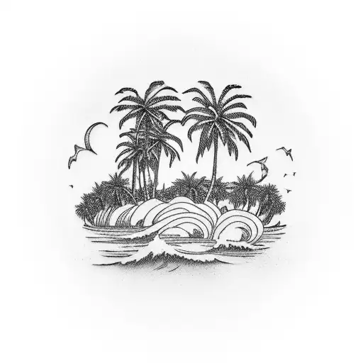 Sea Sunset Palmtrees Gustave Dore