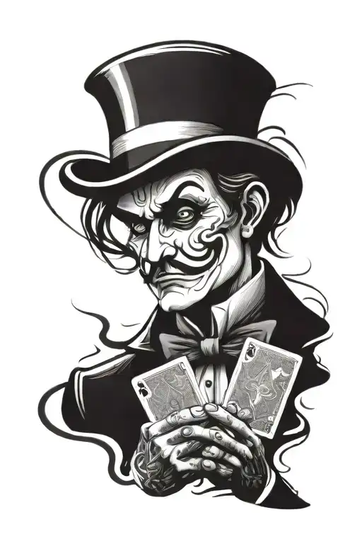 A Magician With The Top Hat Doing A Card Trick