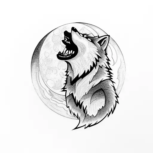 Werewolf Howling At The Moon In The Woods