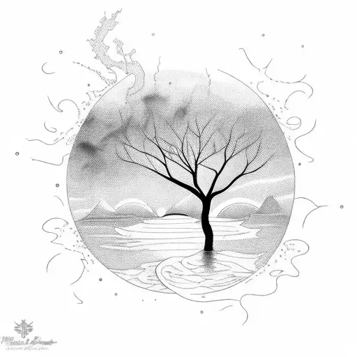 Plam Tree Wih Sunset In The Background Over Water