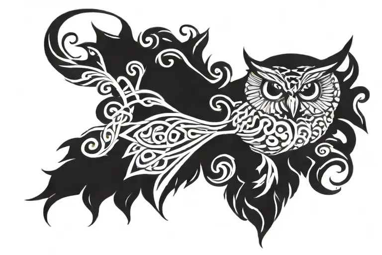 Owl With Celtic Patterns Incorporated