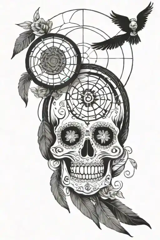 Dream Catcher And Mexican Skull