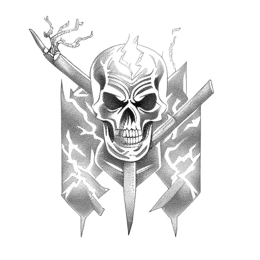 Skeleton Warrior Holding A Fire Ball In Their Left Hand And A Lightning Ball In Their Right Hand