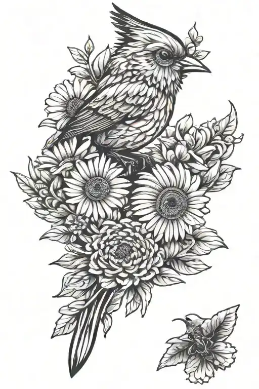 Tweetie Bird And Daisy Flower