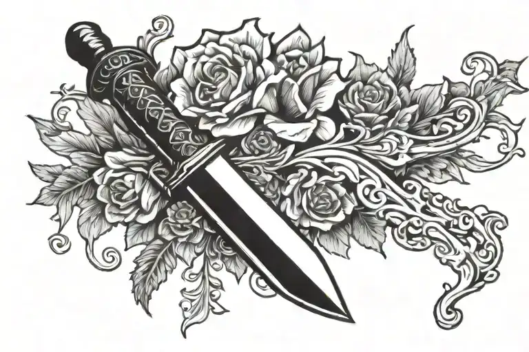 Dagger Stabbed Through A Piece Of Paper