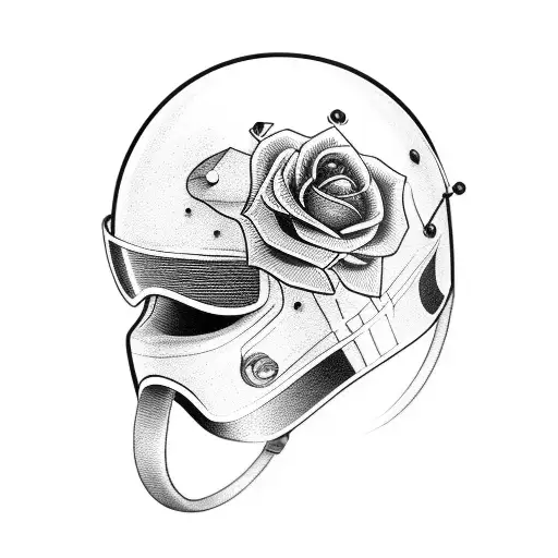 Drag Racing Helmet With Rose