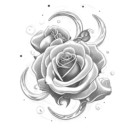 Crescent Moon With Roses
