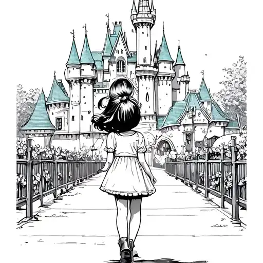 Little Girl Walking Towards Disneyland