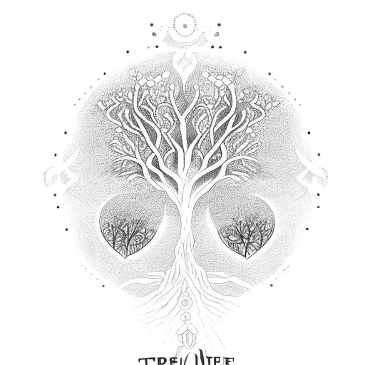 Tree Of Life With Writing Around Periphery