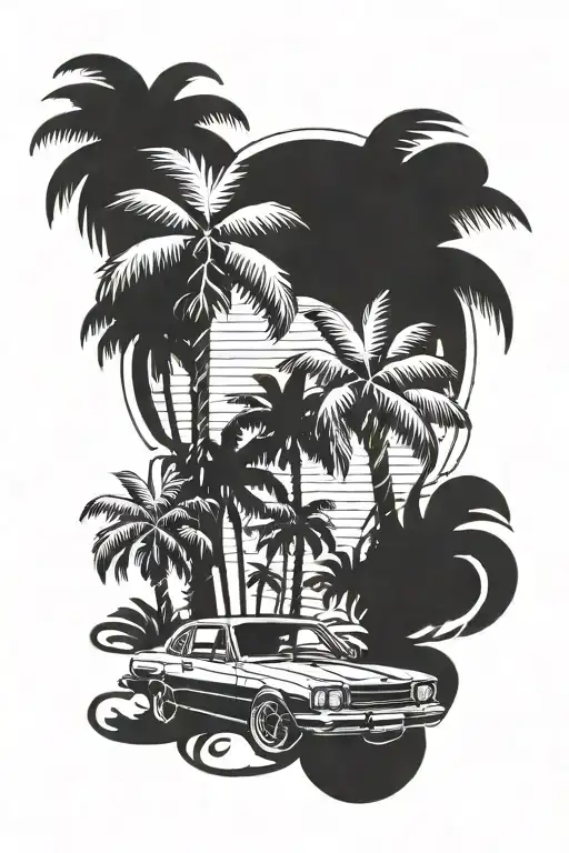 Palm Trees And Jdm Car