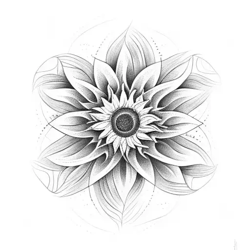 Abstract Sunflower Design Incorporating Elements Of Lettering