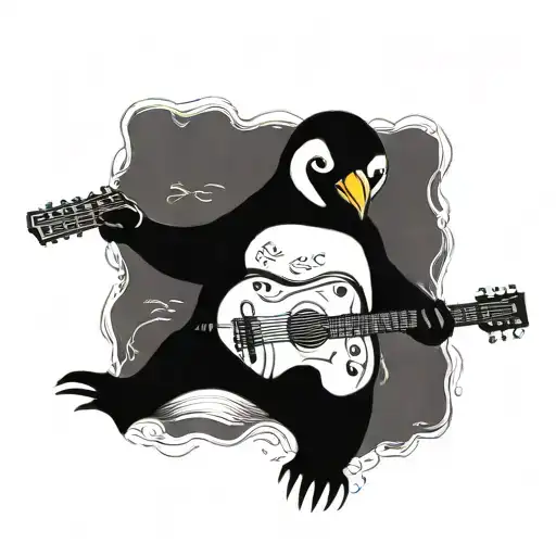 A Penguin Playing A Guitar In A Concert Setting