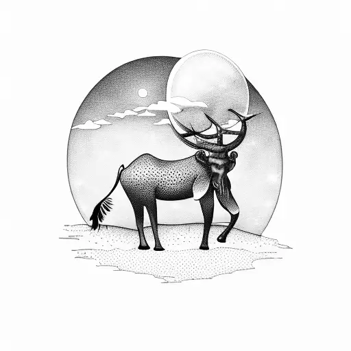 African Safari Landscape With A Movie Projector Shining A Film Reel In The Sky