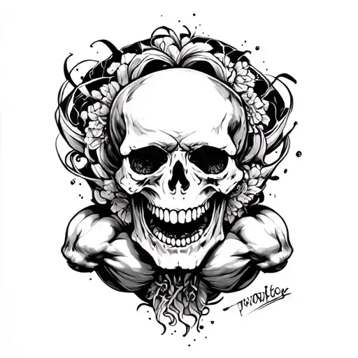 Skull With Muscular Legs