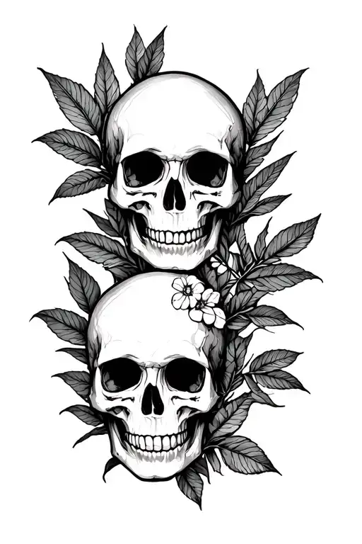 Plant Leaves And Skull