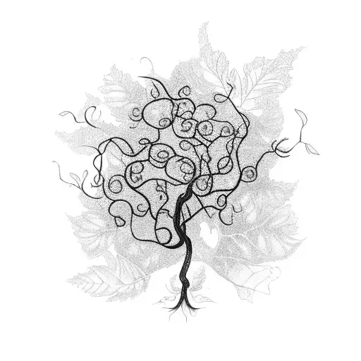 Small Flamboyant Tree With Leaves And Vine Going Through It