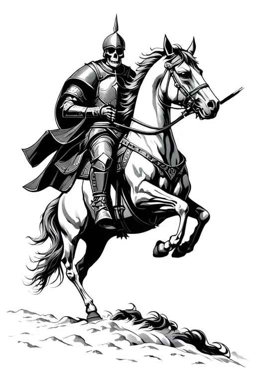 Skeletong Crusader Knight Riding A Horse
