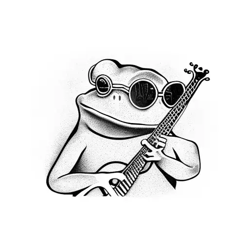 Frog Playing A Banjo In Coloured Mirrored Sunglasses