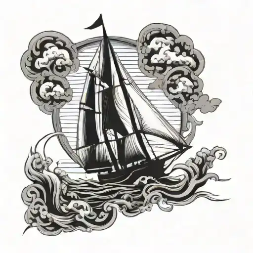 Atlantic Out Line Sail Boat