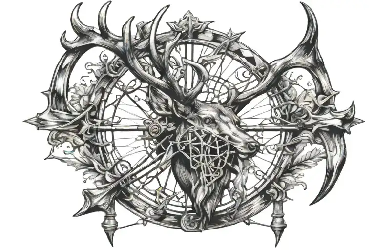 Compound Hunting Bow With Deer Antlers