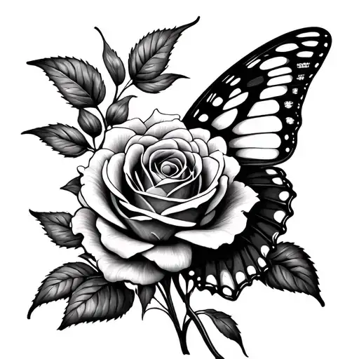 Butterfly Rose Cosmo Black And White