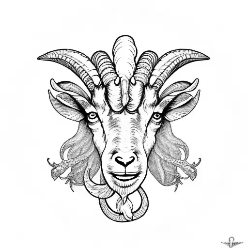 Capricorn Goat Sitting In Circle Frame