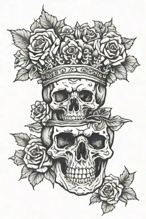 Crown Bear Inscription Work Skull Flowers