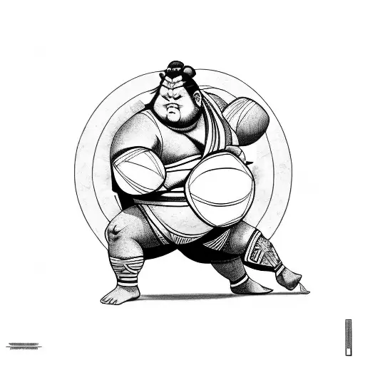 Sumo Warrior Who Is Legia Football Club Supporter And Holds Rugby Ball
