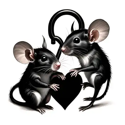Two Fairy Rats That Make A Heart Shaped Lock