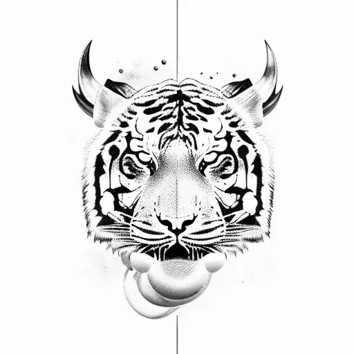 Combine A Tiger And A Bull In A Dynamic Sports-themed Design
