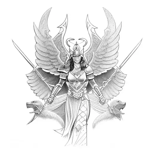 Valkyrie From Record Of Ragnarok Wielding A Weapon