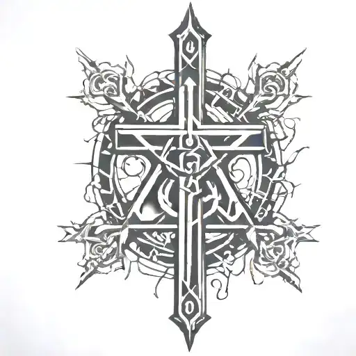 Alpha Omega Symbol With Christianity Cross Inside