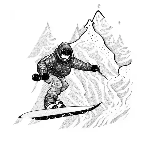 Snowboarder Carving Down A Mountain With A Coffee Cup In Hand