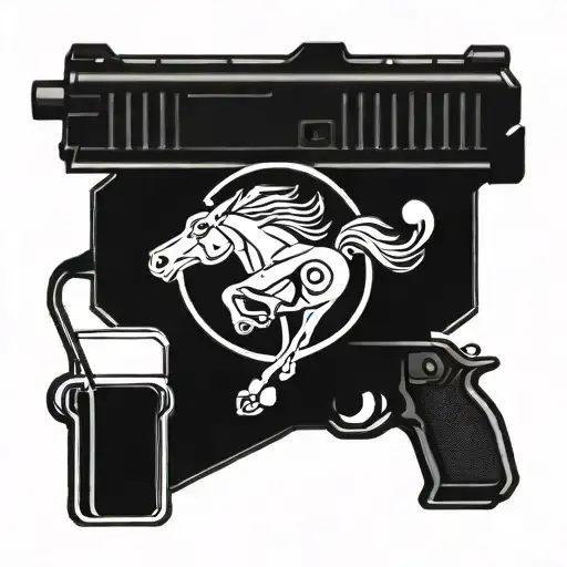 Combine A Ford Mustang Emblem With A Beretta Gun In A Sleek And Modern Design