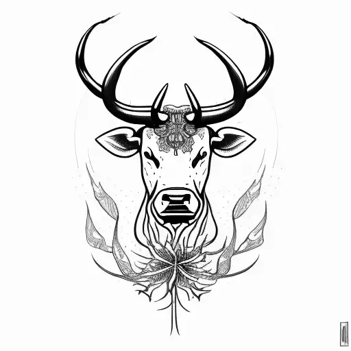 Bull With Red Spider Lilly