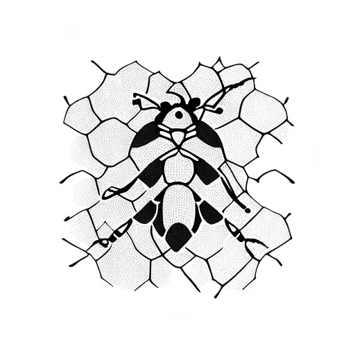 Honeycomb Pattern With Intricate Bee Designs Intertwined
