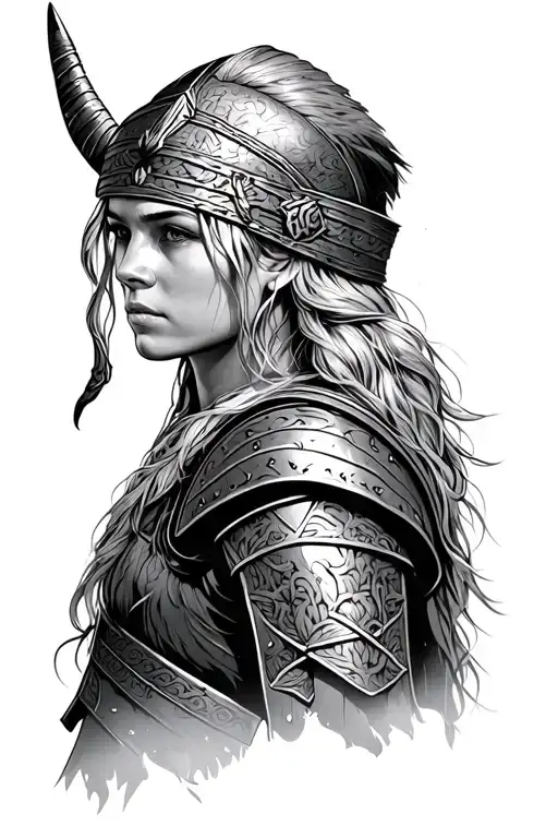 Female Viking Warrior Looking Left Side
