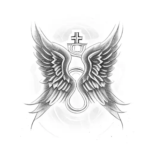 Angel Wings With Small Cross On Top