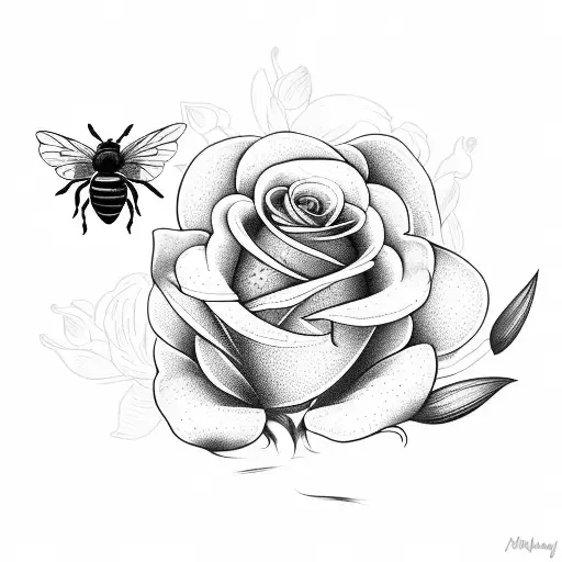 A Lily Flower And A Rose Flower With A Bee