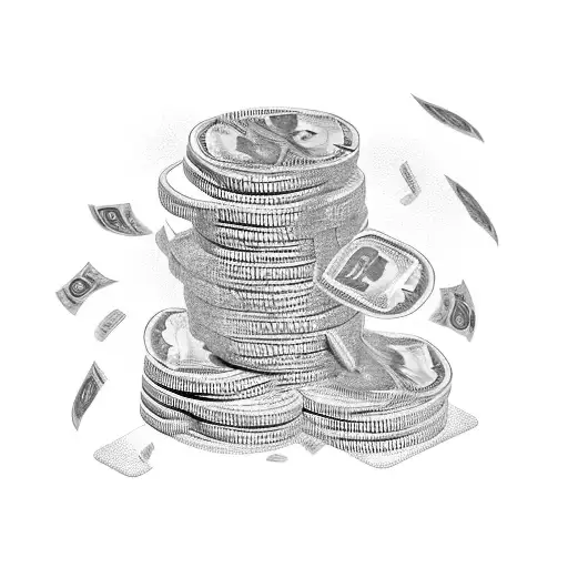 Pile Of Money With Stock Symbols As Background
