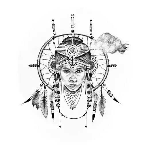Native American Girl Dream Catcher Afro
